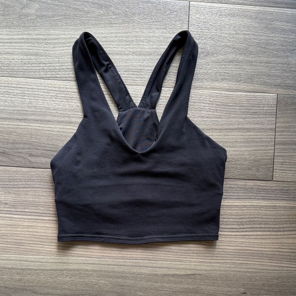 Alo Yoga Black Crop Tank Built In Bra Longline XS
